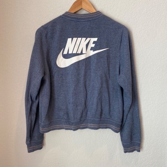Nike Blue Full Zip Crewneck Sweatshirt Jacket - Size M - EUC - Picture 4 of 5